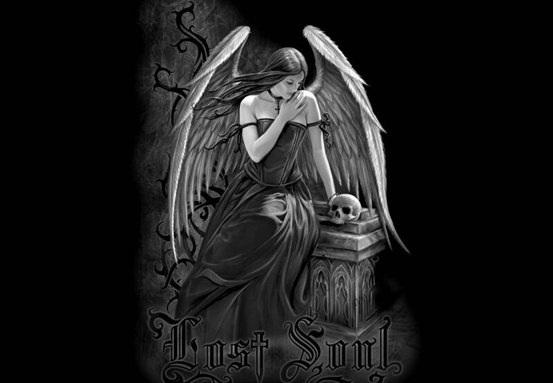 Angel with Skull — Black, Somber