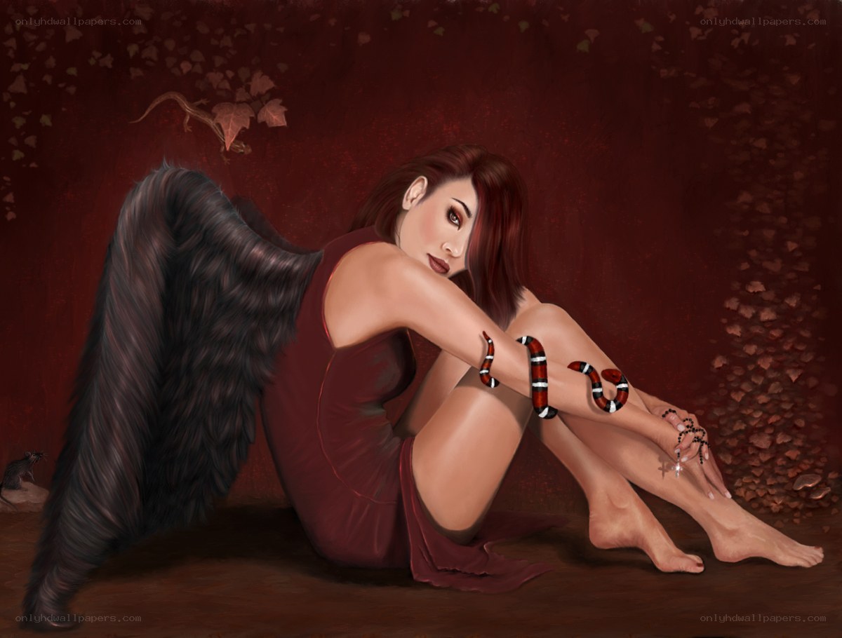 angel with snake and wings