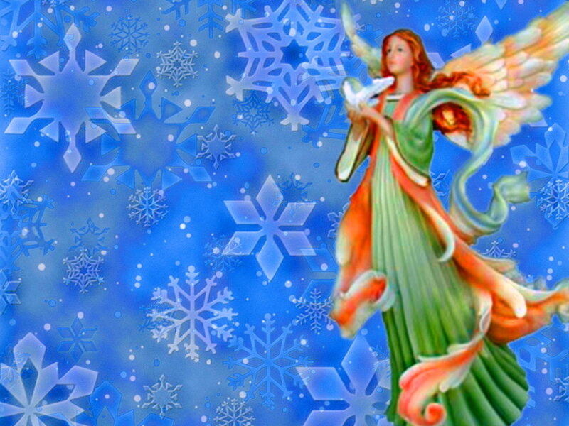 Angel with Snowflakes — Blue