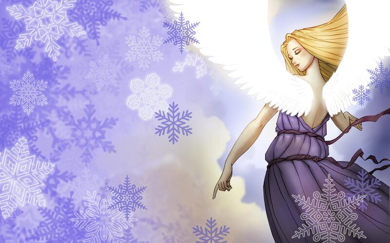 Angel with Snowflakes — Purple