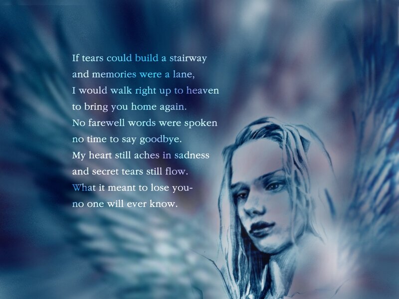 Angel with sorrowful poem