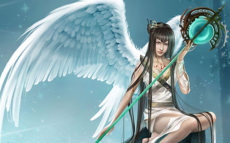 angel with staff and wings