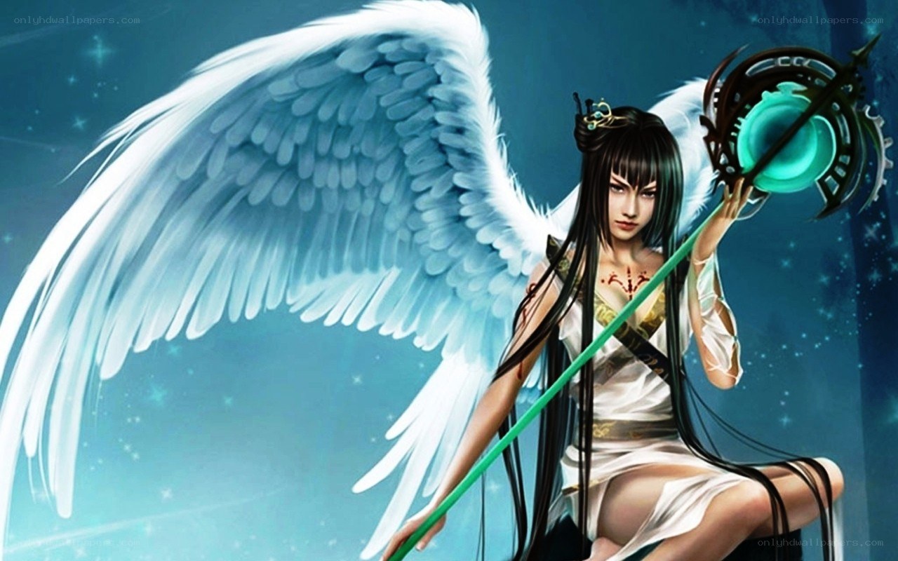 angel with staff and wings