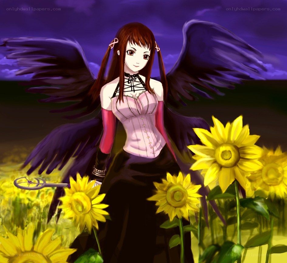 angel with sunflowers