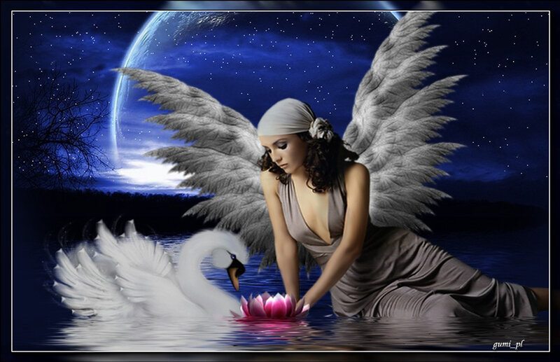 Angel with Swan — Blue