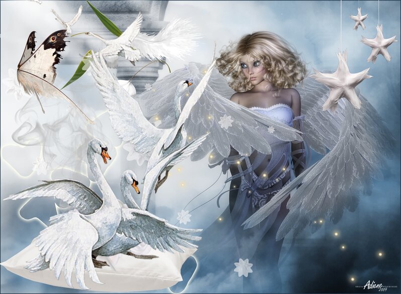 Angel with Swans — White