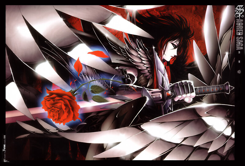 Angel with sword and rose