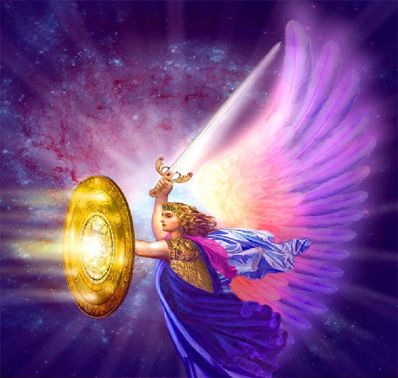 Angel with Sword and Shield — Purple