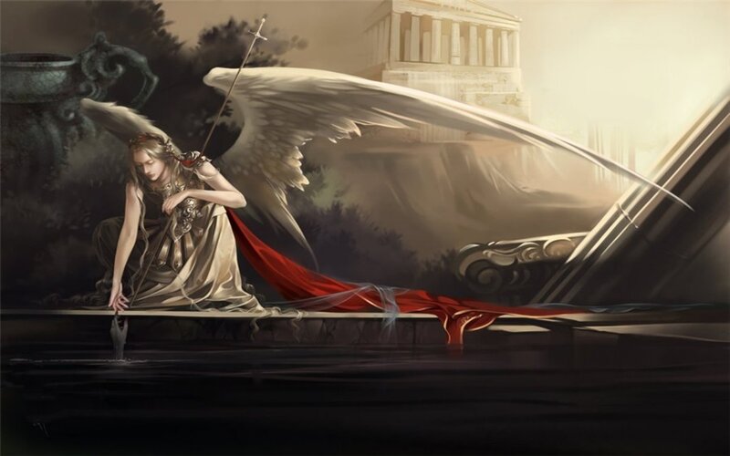angel with sword and wings