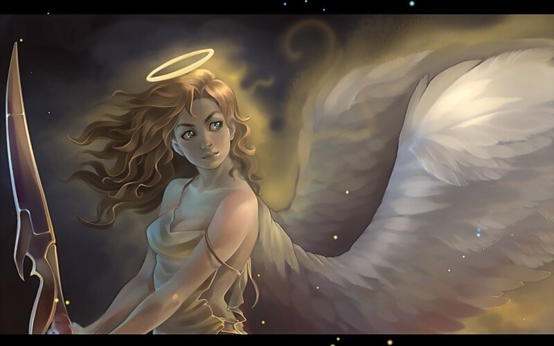 angel with sword and wings