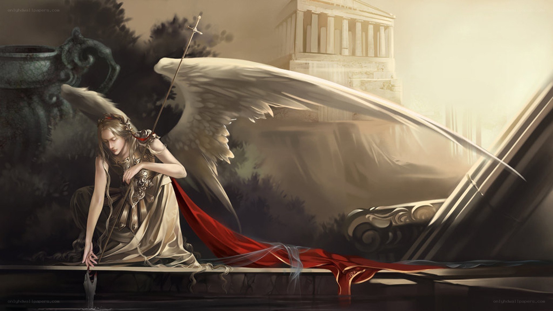 angel with sword and wings