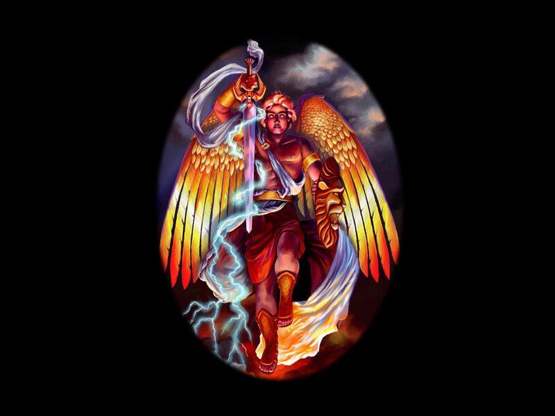 Angel with Sword and Wings — Orange