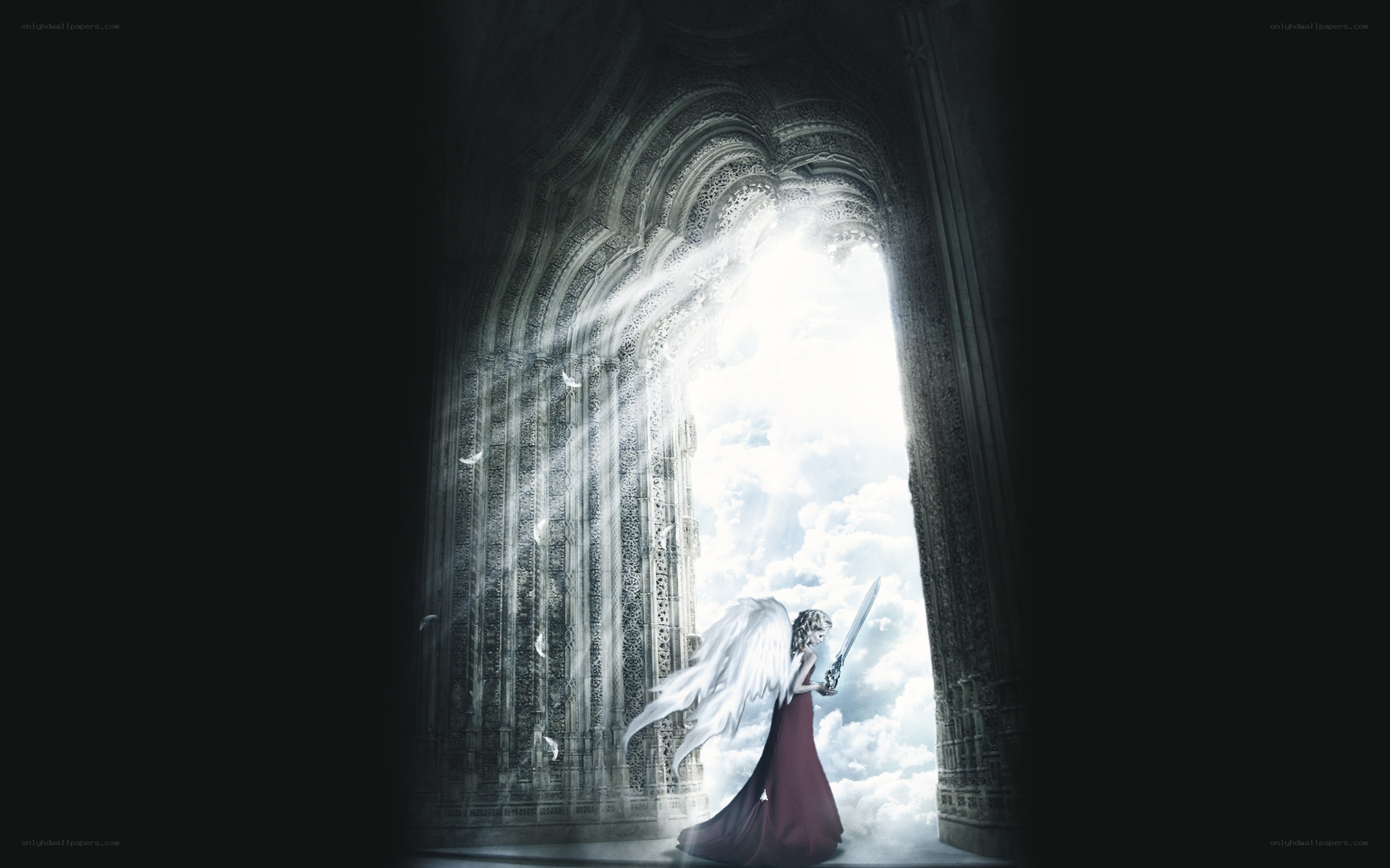 angel with sword at the gate