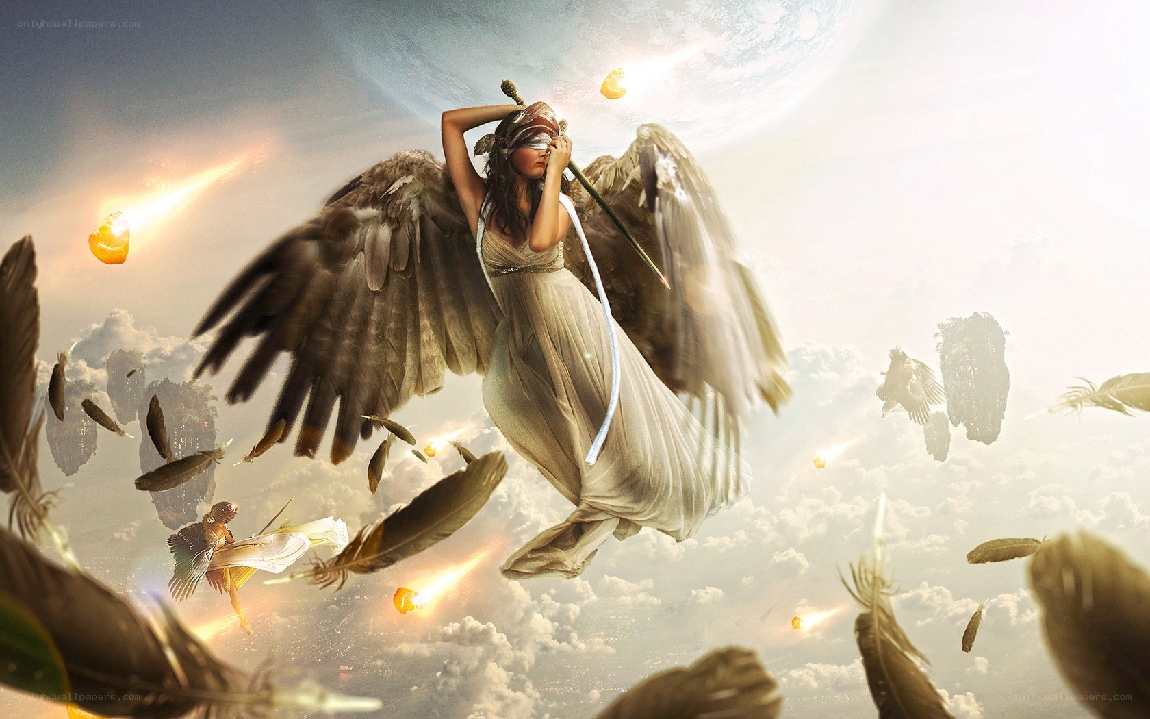 Angel with sword in sky