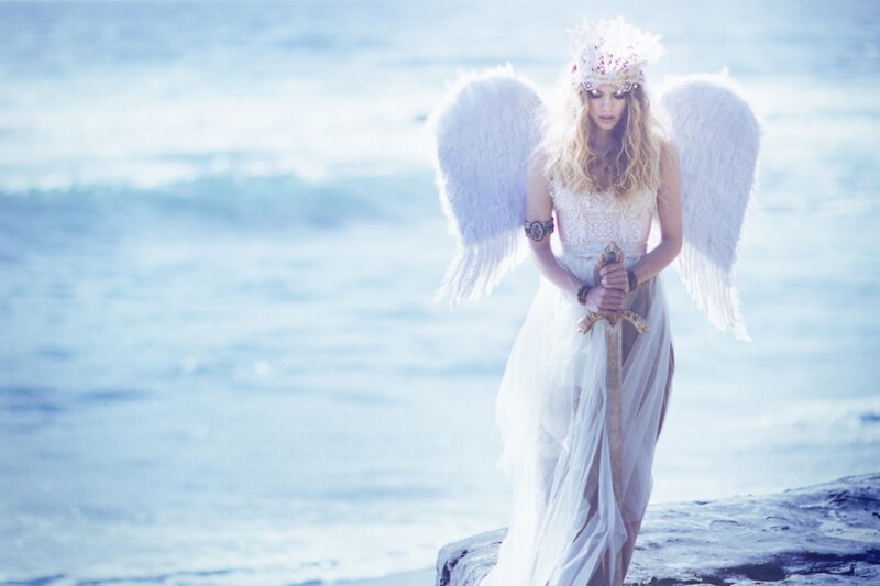 Angel with Sword — White, Dramatic, Photograph