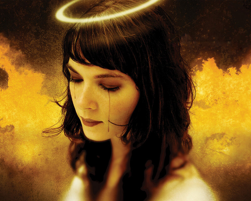 angel with tear and halo