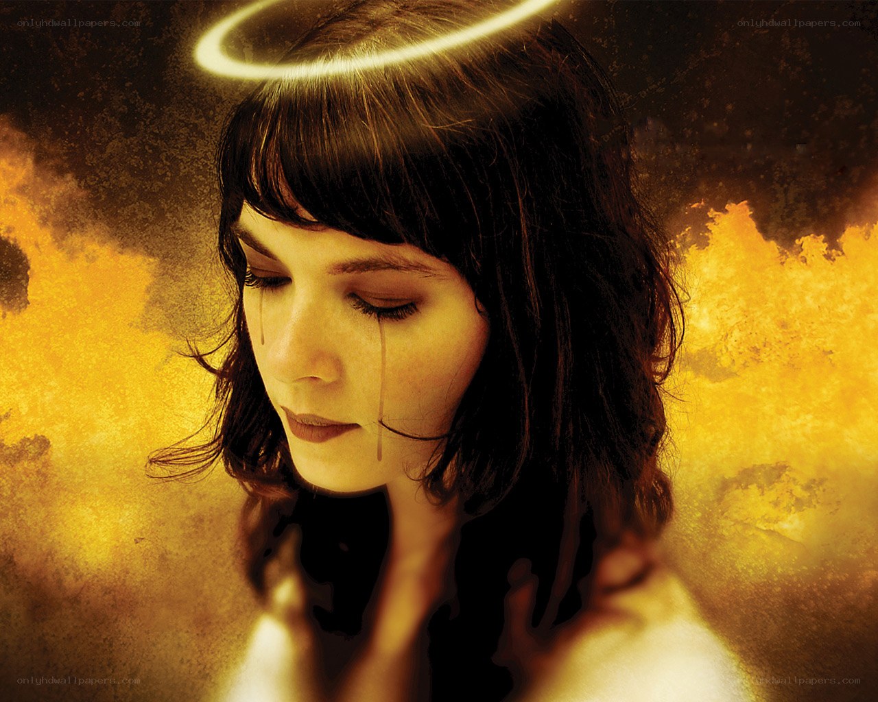 angel with tear and halo