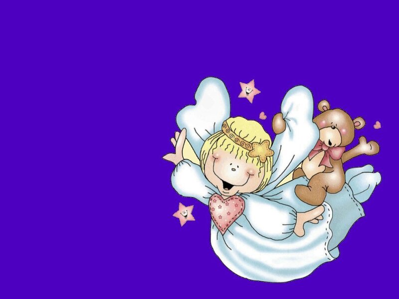 Angel with Teddy Bear — Purple