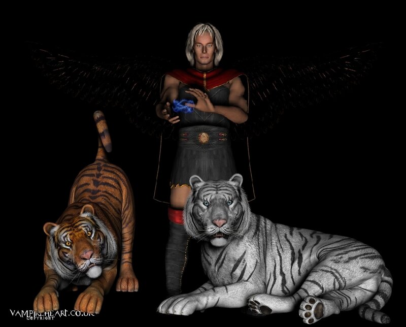 angel with tigers