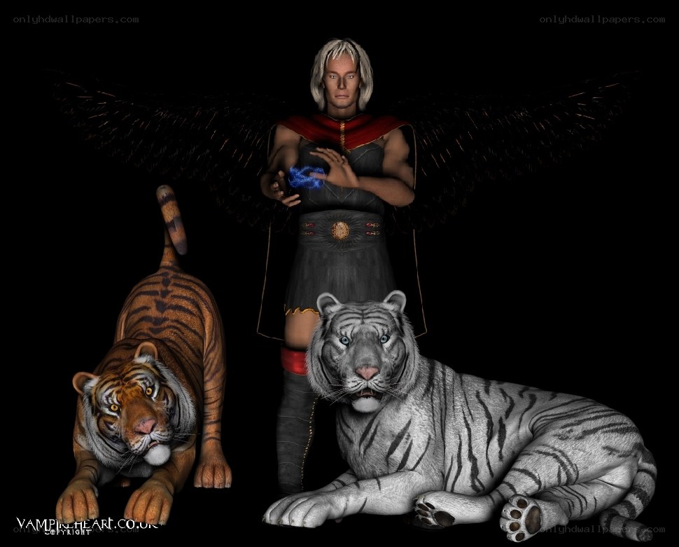 angel with tigers