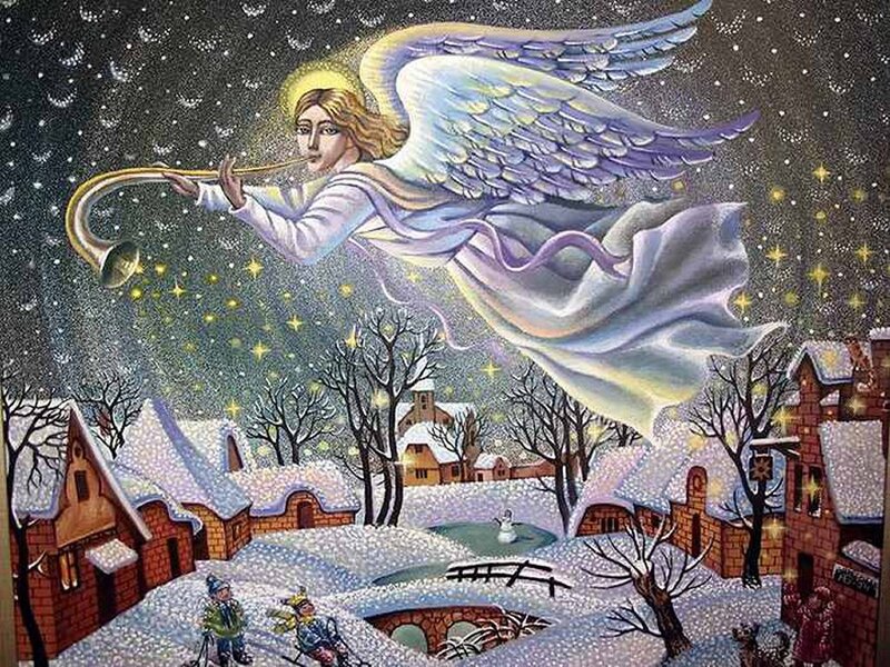 Angel with Trumpet in Snow