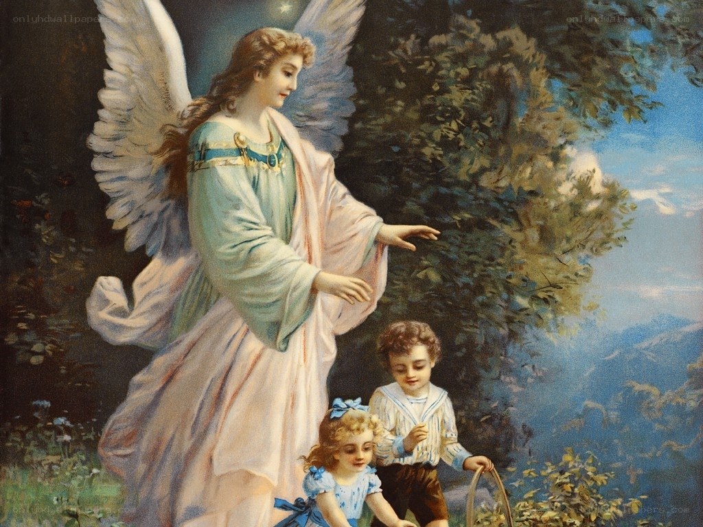 Angel with two children