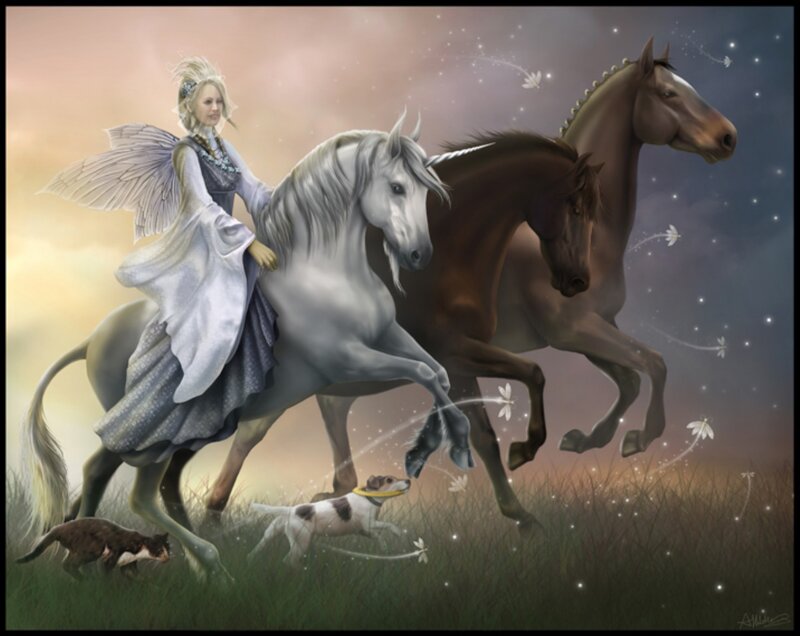 Angel with Two Horses