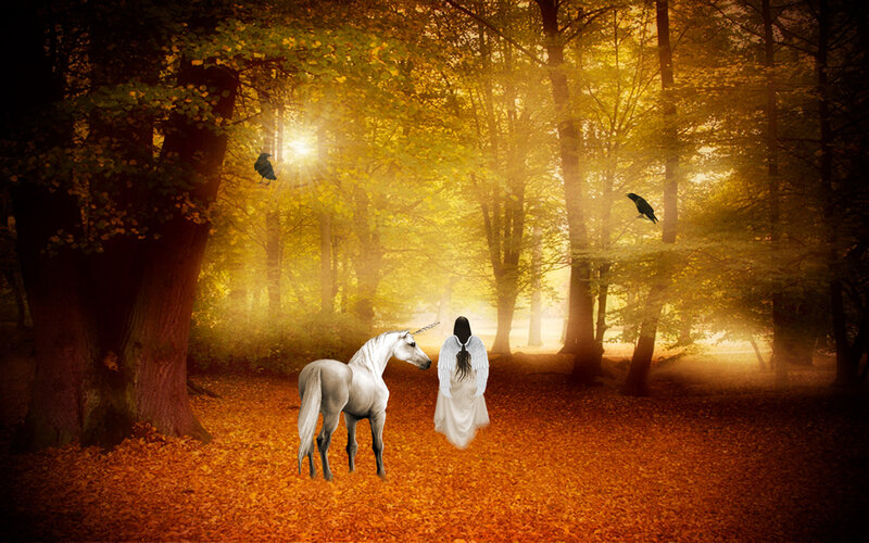 Angel with Unicorn — Gold