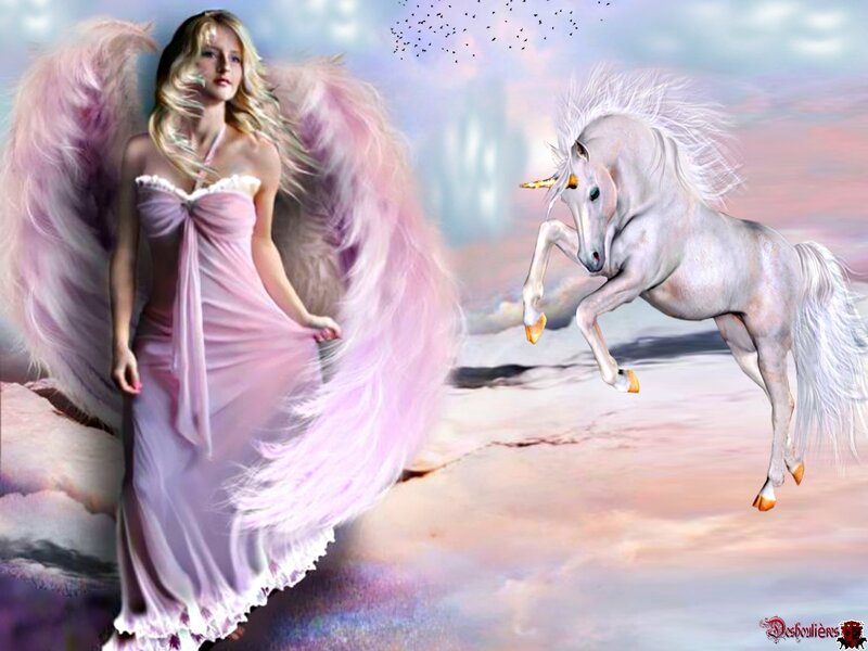 Angel with Unicorn — Pink