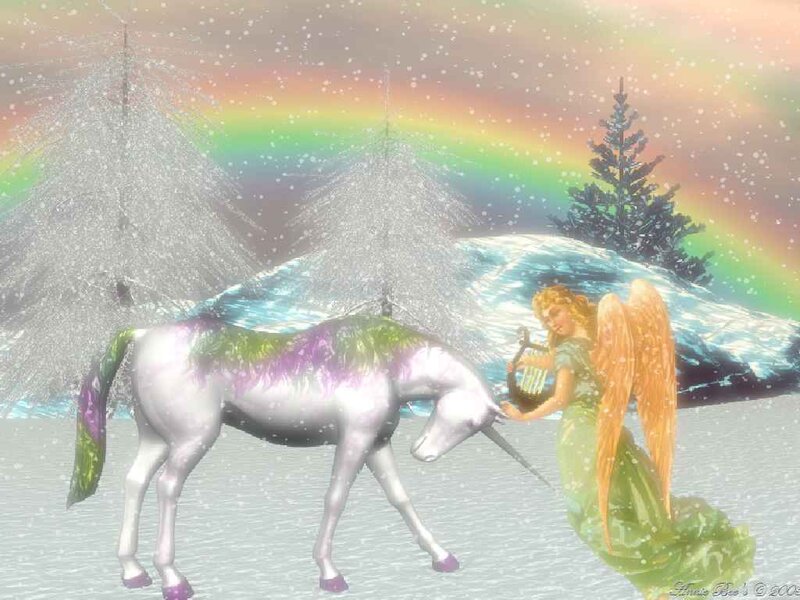 Angel with Unicorn — White