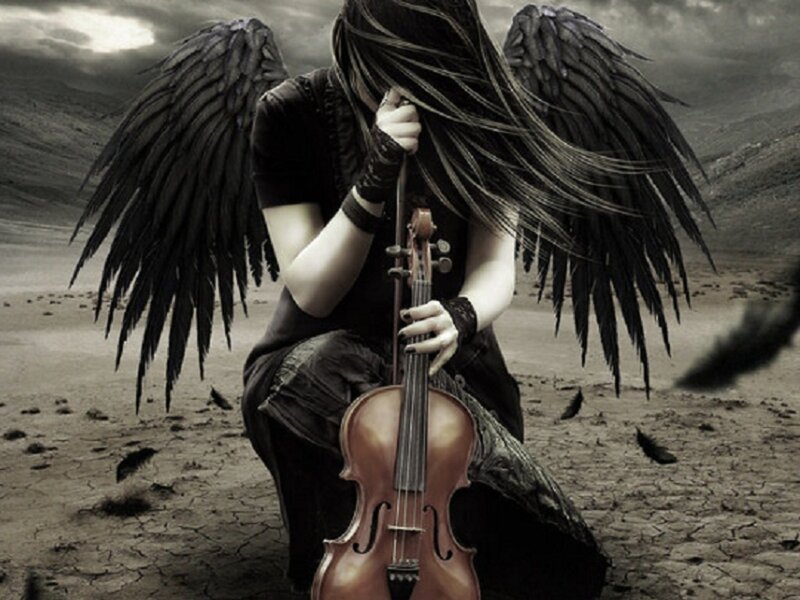 Angel with Violin — Black