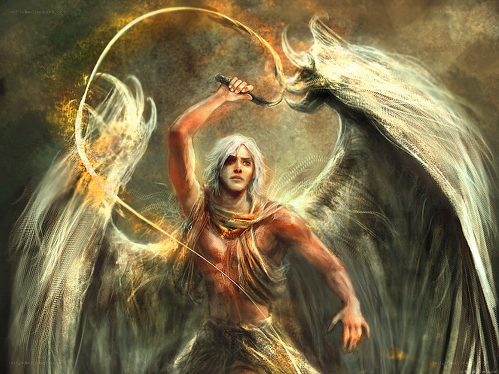 Angel with whip in battle