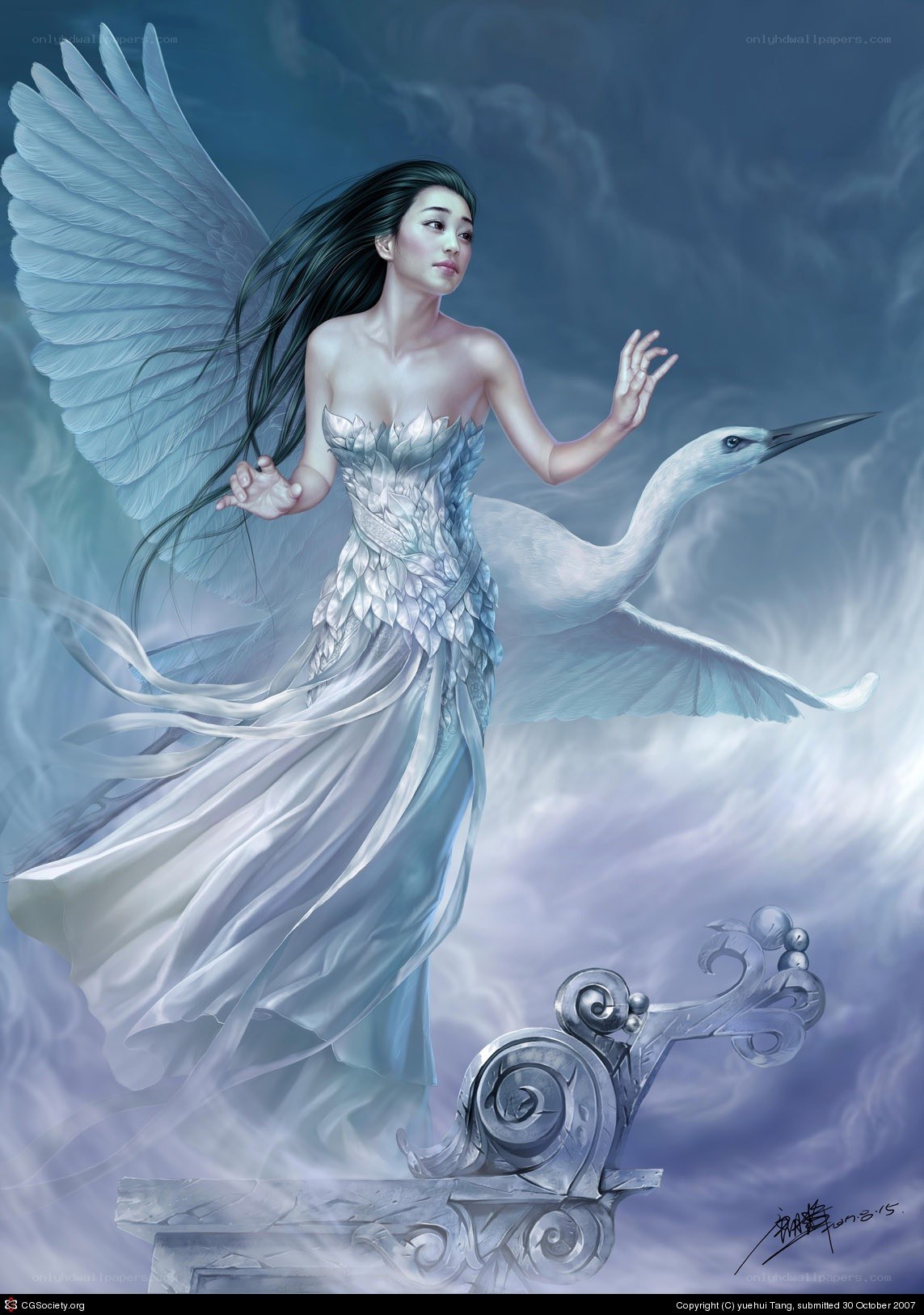 angel with white bird