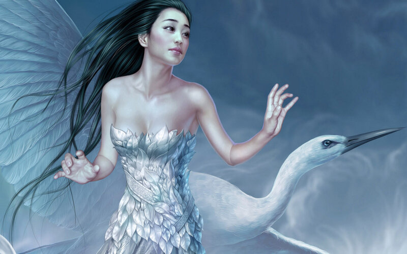 Angel with white bird