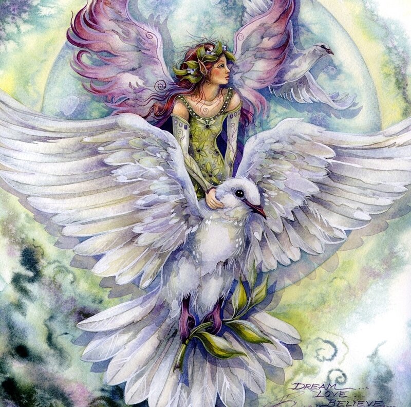 Angel with White Bird — Serene