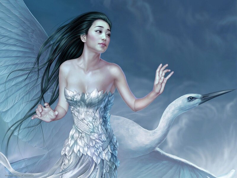 Angel with white crane