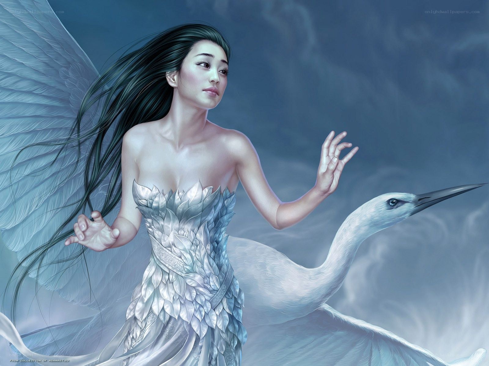 Angel with white crane
