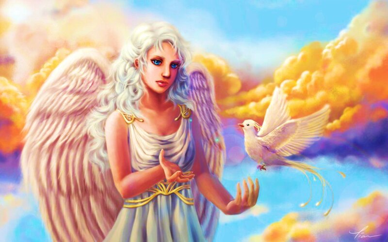 Angel with White Dove — Blue