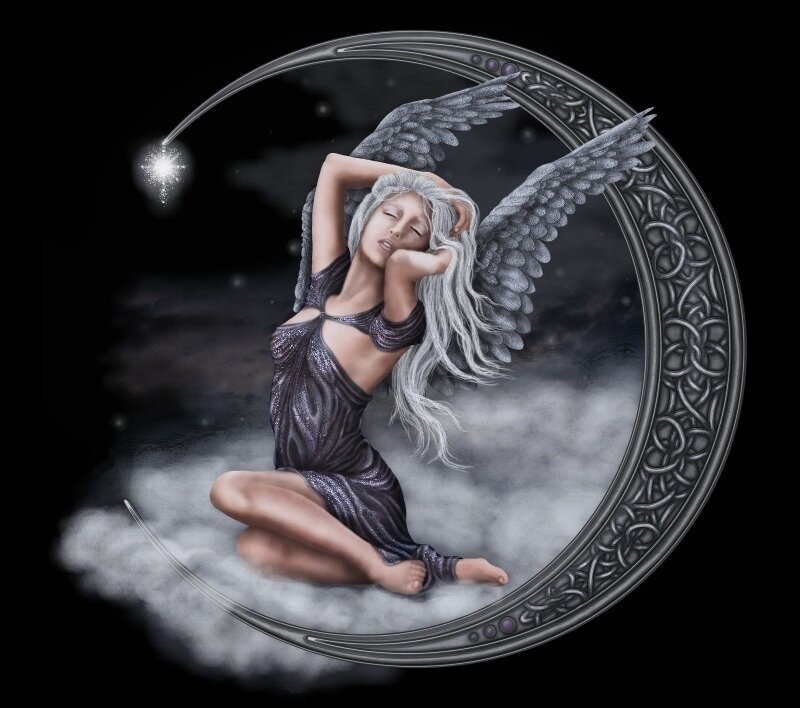 Angel with White Hair — Black