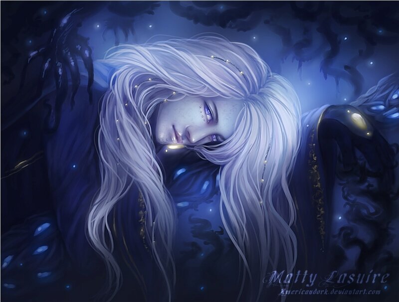 Angel with White Hair — Blue, Dramatic