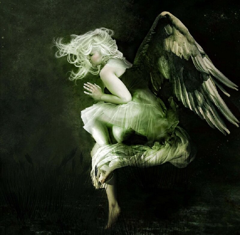 Angel with White Hair — Green
