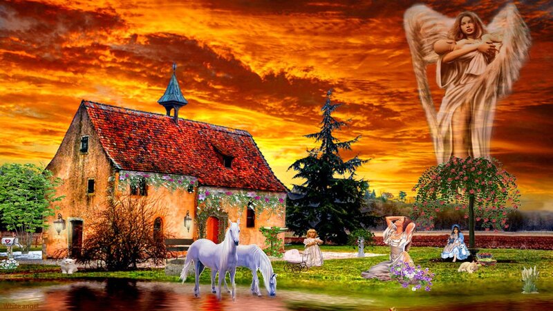 Angel with White Horses