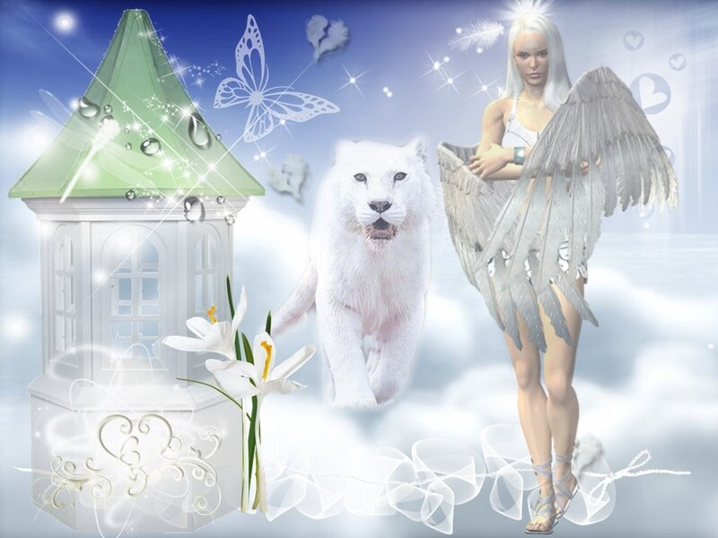 Angel with White Lion