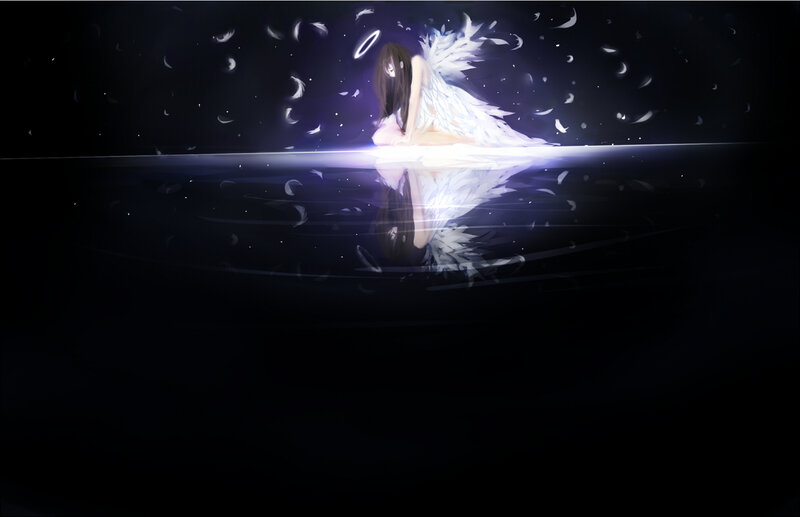 Angel with White Wings — Black, Serene