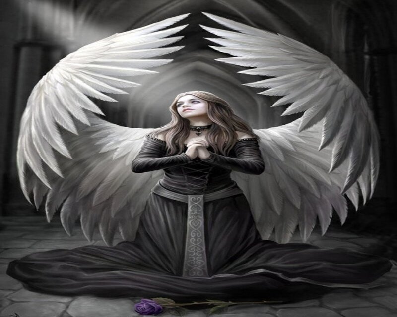 Angel with White Wings — Black