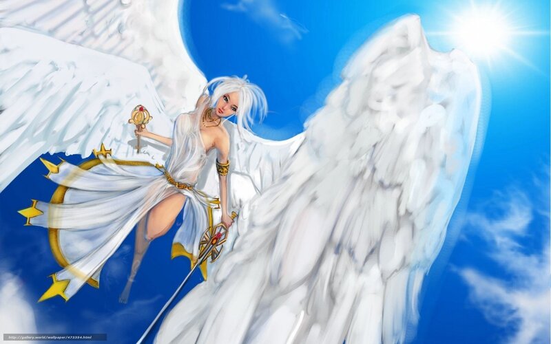 Angel with White Wings — Blue, Dramatic, Afternoon