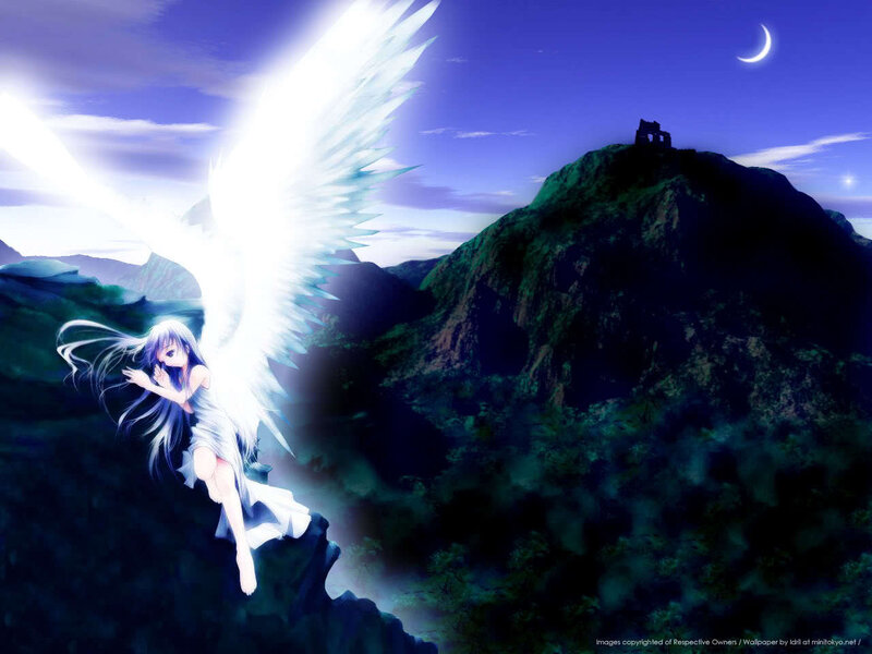 Angel with White Wings — Blue, Serene, Night