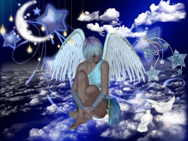 Angel with White Wings — Blue, Serene