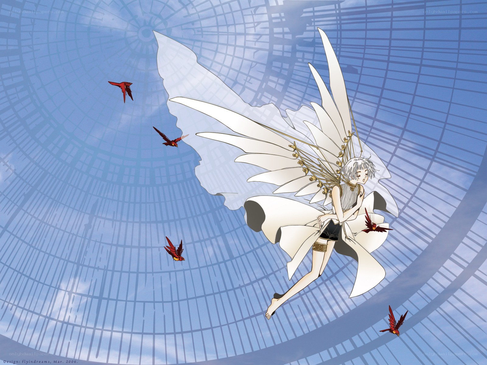 angel with white wings flying