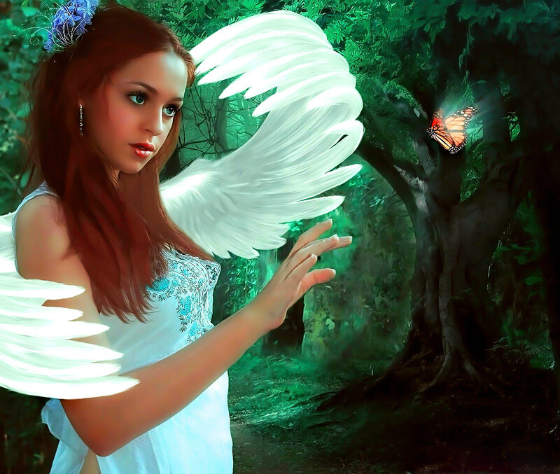 Angel with White Wings — Green